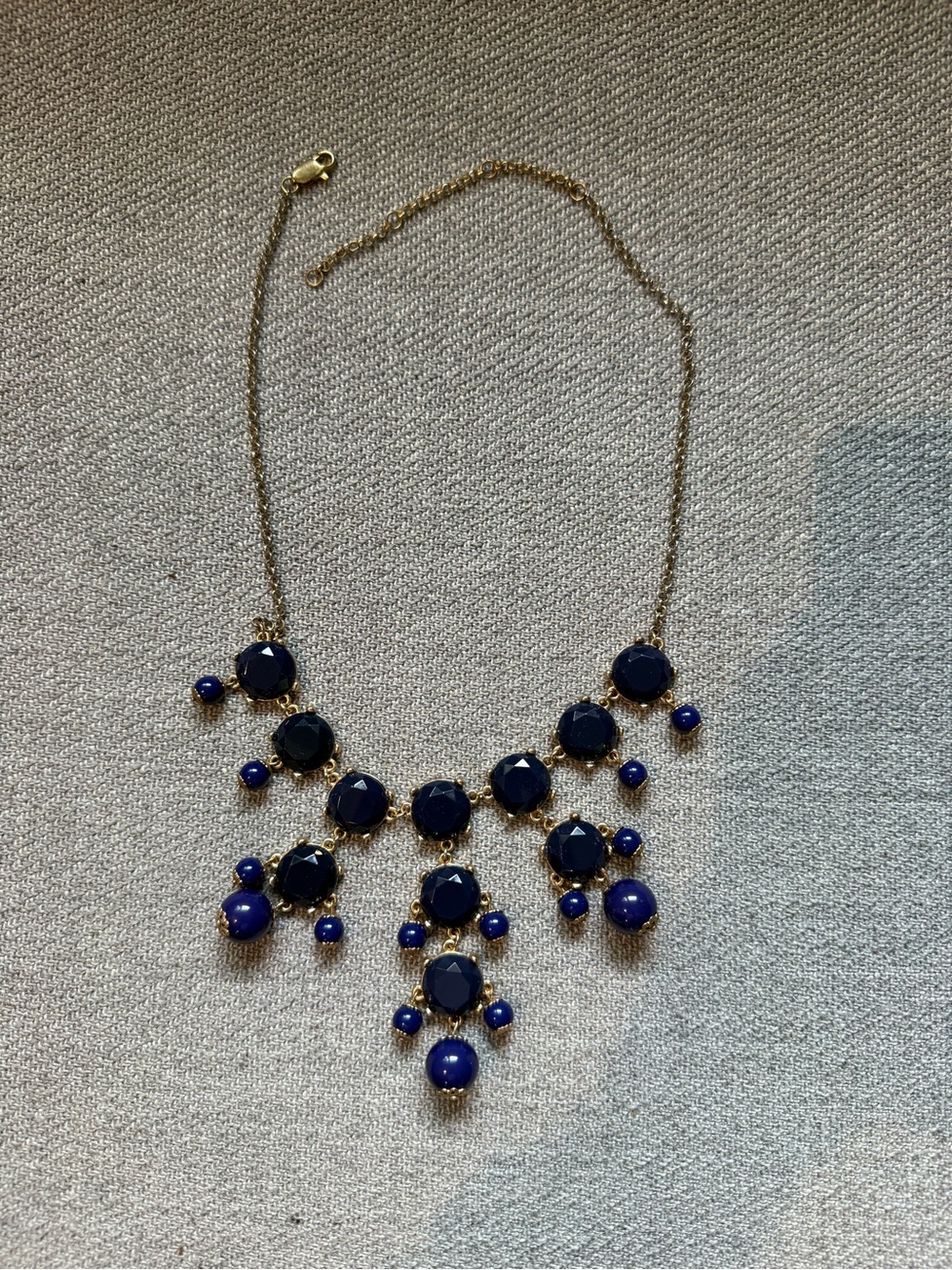 Vintage two tone navy blue statement necklace